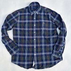 Ralph Lauren Mens Classic Fit Plaid Button Down Shirt Blue Green Large L